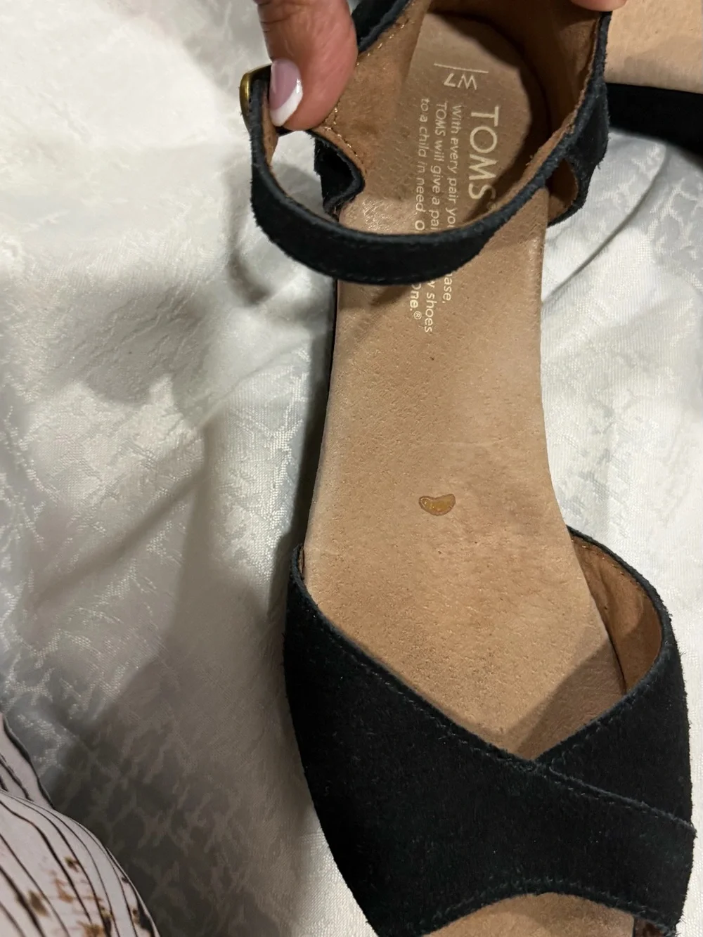 TOMS Black Suede Open-Toe Ankle-Strap Sandals